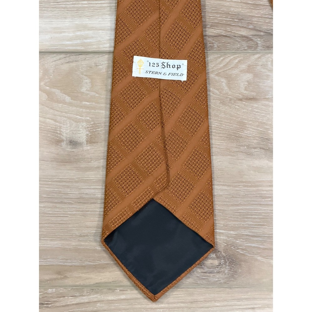 Stern & Field Mens Brown Textured Stripe Polyester Neck Tie NWT VIntage 70s - Picture 2 of 5